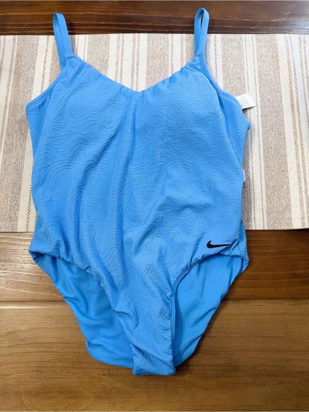 Nike Women’s Sky Blue Textured One-Piece Swimsuit - Picture 3 of 12
